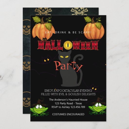 Halloween Party  Gotisch Kaart (Voorkant / Achterkant)