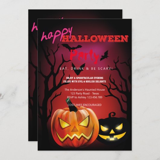 Halloween Party  Gotisch Kaart (Voorkant / Achterkant)