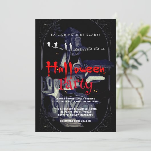 Halloween Party  Gotisch Kaart (Staand voorkant)