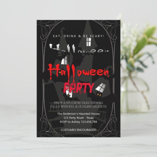 Halloween Party Gotisch Kaart (Staand voorkant)