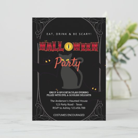 Halloween Party  Gotisch Kaart (Staand voorkant)