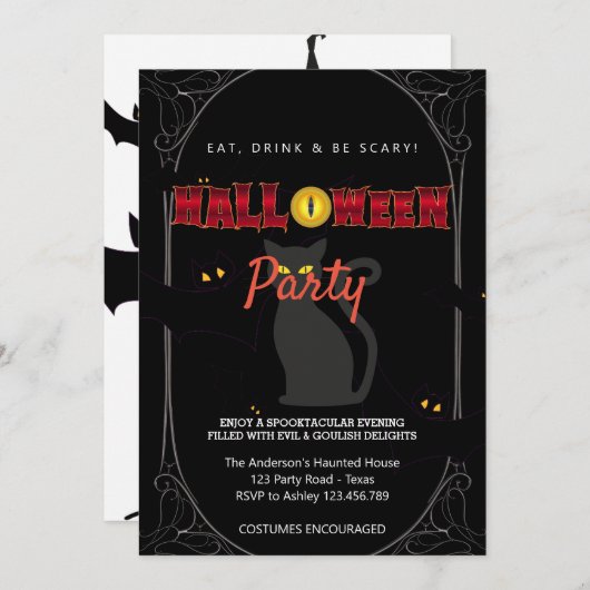 Halloween Party  Gotisch Kaart (Voorkant / Achterkant)