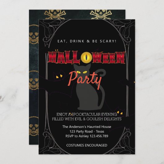 Halloween Party  Gotisch Kaart (Voorkant / Achterkant)