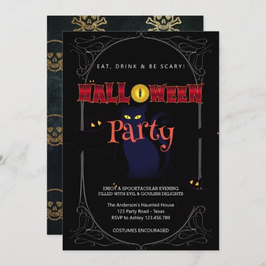 Halloween Party Gotisch Kaart (Voorkant / Achterkant)