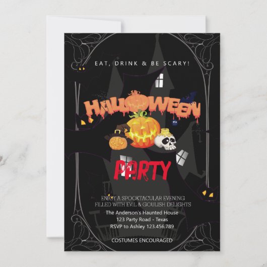 Halloween Party  Gotisch Kaart (Voorkant)