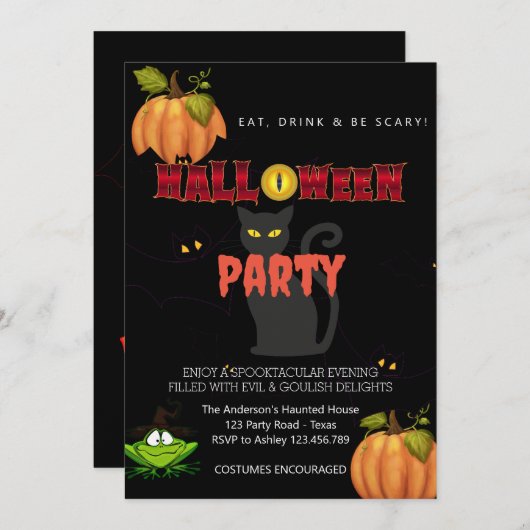 Halloween Party  Gotisch Kaart (Voorkant / Achterkant)