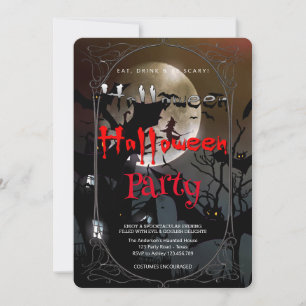 Halloween Party Gotische heks en spookhuis Kaart