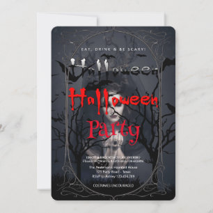 Halloween Party Gotische heks en spookhuis Kaart