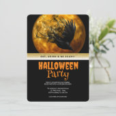 Halloween Party Gotische Kraai Kaart (Staand voorkant)