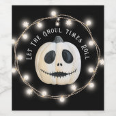 Halloween Party Gotische Pompoen Gezicht Wijn Etiket (Enkel label)