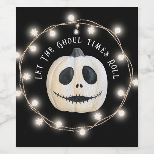 Halloween Party Gotische Pompoen Gezicht Wijn Etiket (Enkel label)