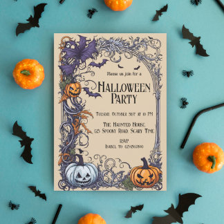 Halloween Party Gotische Pumpkin Invitation Feestdagenkaart