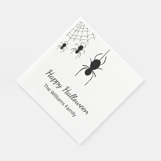 Halloween Party Gotische Spinnen Zwart Wit Servet (Hoek)