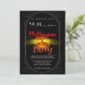 Halloween Party Gotische Spooky Pompoen Kaart (Staand voorkant)