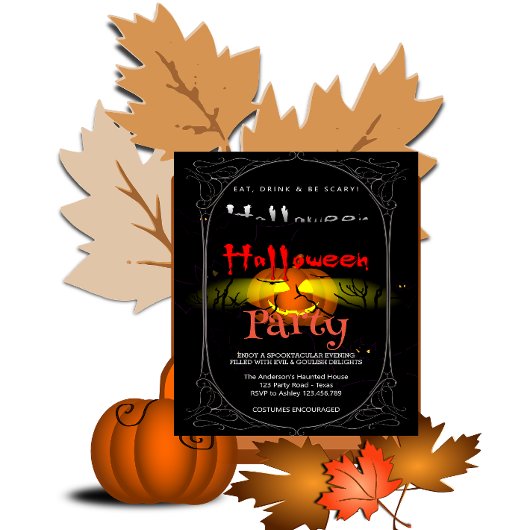 Halloween Party Gotische Spooky Pompoen Kaart