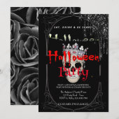 Halloween Party Gotische Zilveren Schedel Kaart (Voorkant / Achterkant)