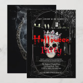 Halloween Party  Gotische Zilveren Schedel Kaart (Voorkant / Achterkant)