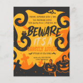 Halloween party, grappig, eng pompoen uitnodiging (Voorkant)