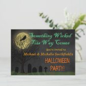 Halloween Party | Graveyard Crow and Moon Kaart (Staand voorkant)