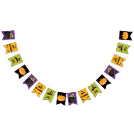 Halloween Party Green Paars Yellow Black Witch Vlaggetjes