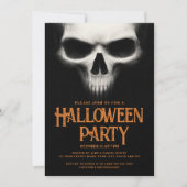 Halloween party griezelige spookschedel zwart sina kaart (Voorkant)
