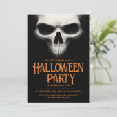 Halloween party griezelige spookschedel zwart sina kaart (Staand voorkant)