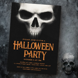 Halloween party griezelige spookschedel zwart sina kaart