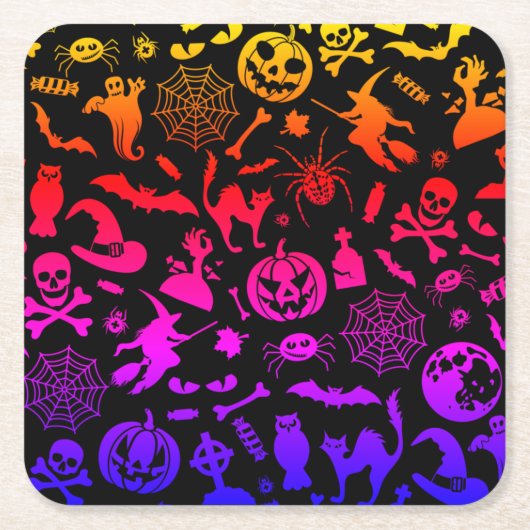 Halloween Party Happy Halloween neon spooky-schuin Kartonnen Onderzetters (Voorkant)