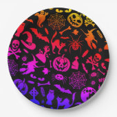 Halloween Party Happy Halloween neon spooky-schuin Papieren Bordje (Voorkant)