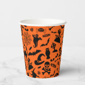 Halloween Party Happy Halloween oranje leuk, zwart Papieren Bekers (Achterkant)