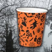 Halloween Party Happy Halloween oranje leuk, zwart Papieren Bekers
