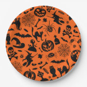 Halloween Party Happy Halloween oranje leuk, zwart Papieren Bordje (Voorkant)