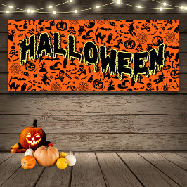 Halloween Party Happy Halloween spooky typografie Spandoek