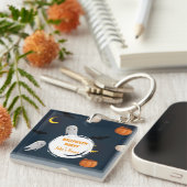 Halloween Party Happy Spooky Donkerblauw Sleutelhanger (Voorkant Rechts)