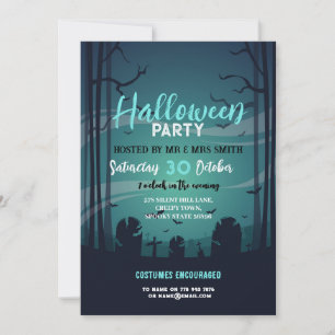 Halloween Party Haunted Bossen Bats Green Invitati Kaart