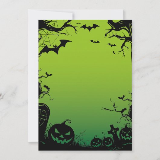 Halloween Party Haunted Bossen Bats Green Kaart (Achterkant)