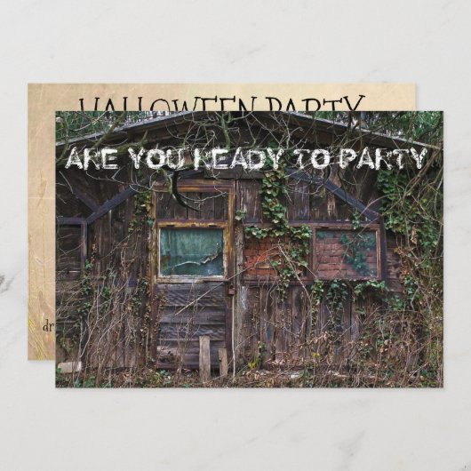 Halloween Party Haunted House Invitation Kaart (Voorkant / Achterkant)