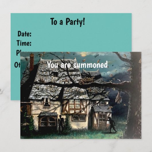 Halloween Party haunted house Invitation Kaart (Voorkant / Achterkant)