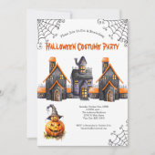 Halloween Party Haunted House pompoenen Kaart (Voorkant)