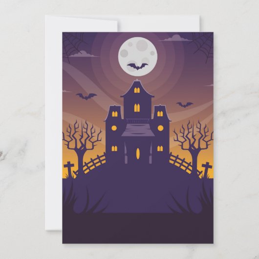 Halloween Party Haunted House Skull Kaart (Achterkant)