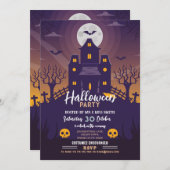 Halloween Party Haunted House Skull Kaart (Voorkant / Achterkant)