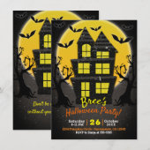 Halloween Party, Haunted House & Spooky Trees Kaart (Voorkant / Achterkant)