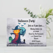 Halloween Party Haunted Scarecrow Invitation Kaart (Staand voorkant)