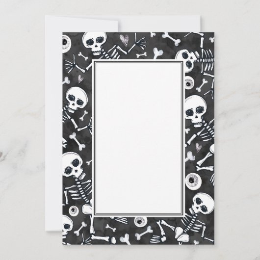 Halloween Party Haunted Skeltons Zwart Wit Kaart (Achterkant)