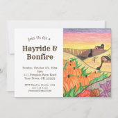 Halloween Party Hayride Herfst Folk Art Tekening Kaart (Voorkant)