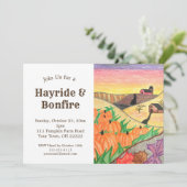 Halloween Party Hayride Herfst Folk Art Tekening Kaart (Staand voorkant)