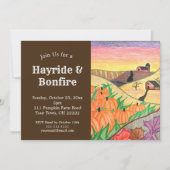 Halloween Party Hayride Rustic Autumn Folk Art Kaart (Voorkant)