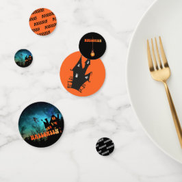 Halloween Party Heks Donker Huis Sinaasappel Confetti