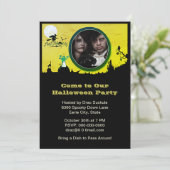 Halloween Party, Heks, Ghost, Cat, Uil, Foto toevo Kaart (Staand voorkant)