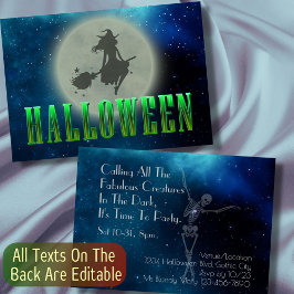 Halloween Party heks moon skelet modern elegant Kaart